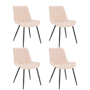 Home Deluxe Eetkamerstoel - Ribfluweel - Beige - Set van 4
