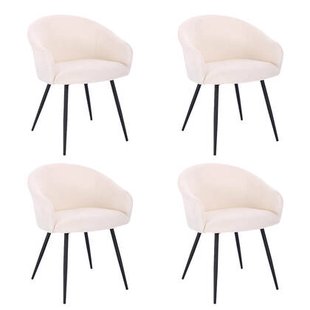 Home Deluxe Eetkamerstoel - Bouclé - Wit - Set van 4