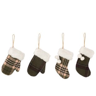 J-Line hanger Want|Kerstsok - textiel - kaki|bruin - 4 stuks