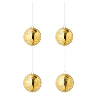 J-Line kerstbal Spiegel - glas - geel - large - doos van 4