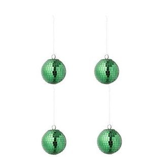 J-Line kerstbal Spiegel - glas - groen - small - doos van 4