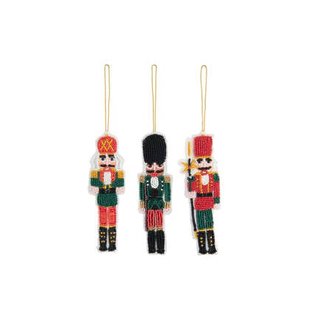 J-Line hanger Notenkraker Kralen - textiel - kerstrood|donke