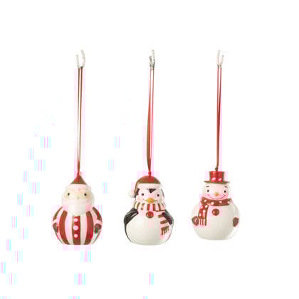 J-Line hanger Pinguïn + Sneeuwpop + Kerstman Dolomiet - kera