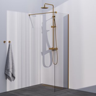 BRAUER Season inloopdouche model C helder glas 60x200 incl. glascoating goud geborsteld