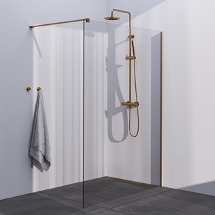 BRAUER Season inloopdouche model C helder glas 140x200 incl. glascoating goud geborsteld