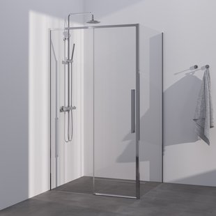 BRAUER Season douchecabine model B met schuifdeur helder glas 100x80x200 omkeerbaar incl. glascoating Season-Chroom