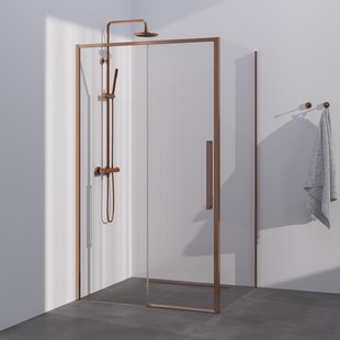 BRAUER Season douchecabine model B met schuifdeur helder glas 100x90x200 omkeerbaar incl. glascoating Season-Koper