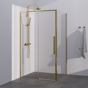 BRAUER Season douchecabine model B met schuifdeur helder glas 120x100x200 omkeerbaar incl. glascoating Season-Goud