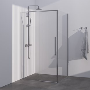 BRAUER Season douchecabine model B met schuifdeur helder glas 120x100x200 omkeerbaar incl. glascoating Season-RVS-kleurig