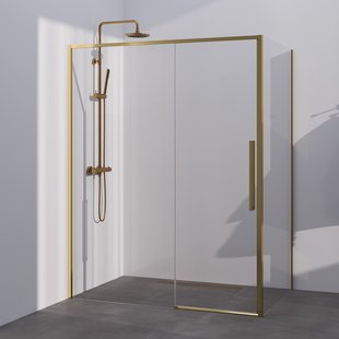 BRAUER Season douchecabine model B met schuifdeur helder glas 140x80x200 omkeerbaar incl. glascoating Season-Goud