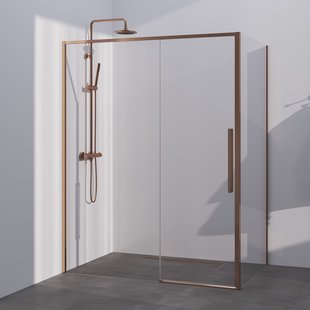 BRAUER Season douchecabine model B met schuifdeur helder glas 160x100x200 omkeerbaar incl. glascoating Season-Koper