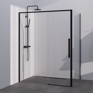 BRAUER Season douchecabine model B met schuifdeur helder glas 160x100x200 omkeerbaar incl. glascoating Season-Mat Zwart
