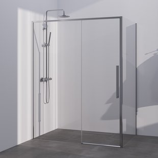 BRAUER Season douchecabine model B met schuifdeur helder glas 160x80x200 omkeerbaar incl. glascoating Season-RVS-kleurig