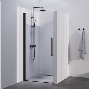 BRAUER Season nisdeur model A met draaideur helder glas 90x200 omkeerbaar incl. glascoating Season-Mat Zwart