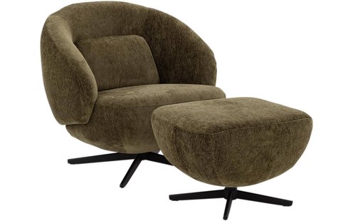 Goossens Draaifauteuil Saar, Draaifauteuil + hocker