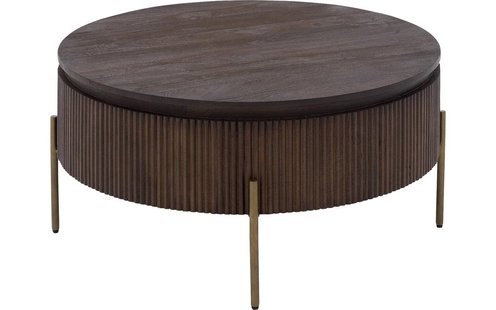 Goossens Salontafel Dagmar rond, hout mango bruin,, 90 x 45 x 90 cm
