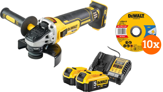 DeWalt DCG405NT-XJ 5,0 Ah Accu (2x) Compleet Pakket