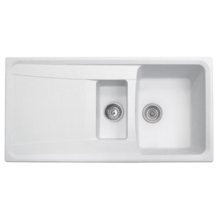 Nord Inox Spoelbak Roxana 1 Kom + 1/2 Kom + Afdruipplaat Wit