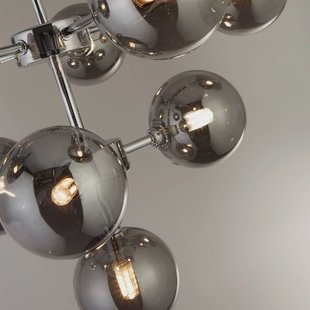 Searchlight Hanglamp Zarath, rookgrijs, glas, 9-lamps, Ø 49 cm