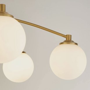 Searchlight Plafondlamp Feylinn, wit/messing, glas, Ø 75 cm, 6-lamps.