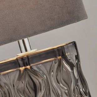 Searchlight Tafellamp Nyssa, grijs, textiel/metaal, 28 cm, E27