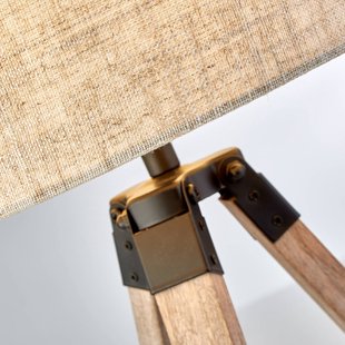 Searchlight Tafellamp Fynriel, beige, hout/textiel, driepoot, 35 cm