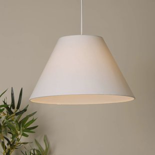 Searchlight Hanglamp Lyta, wit, Ø 38 cm, textiel, E27, kegelvorm