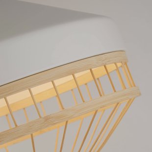 Searchlight Hanglamp Lanya, wit, staal/bamboe, Ø 30 cm, E27