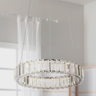 Searchlight LED hanglamp Filumena, grijs/helder, metaal/glas, Ø 35 cm