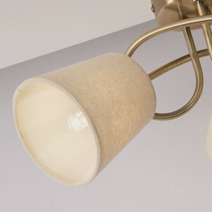 Searchlight Plafondlamp Waris, messing/crème, textiel/metaal, 3-lamps