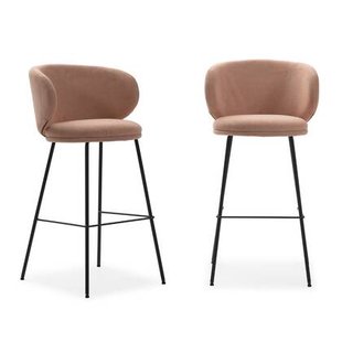 Calicosy - Set van 2 krukken in stof met zwarte RUSH - H65 cm -