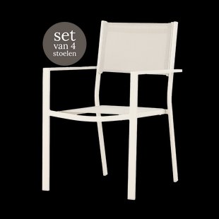 Narda aluminium tuinstoel beige - met armleuningen - set van 2