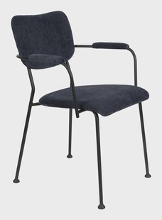 Zuiver Eetkamerstoel 'Benson' Met armleuning, Ribstof, kleur Donkerblauw