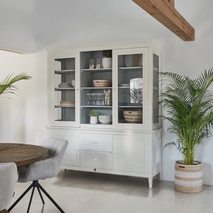 Rivièra Maison Buffetkast 'Bedford' Cabinet XL, Mangohout, 220 x 198cm, kleur Wit