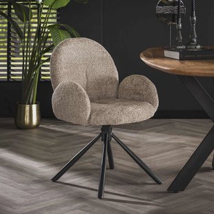 LifestyleFurn Draaibare Eetkamerstoel 'Ceara' Bouclé, kleur Zand
