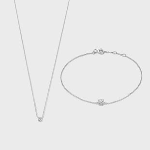 Isabel Bernard Cadeau d'Isabel 14 karaat witgoud ketting & armband met zirkonia voor dames