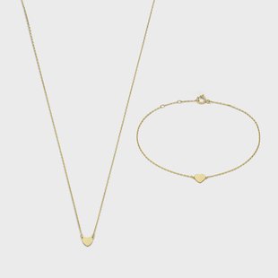 Isabel Bernard Cadeau d'Isabel 14 karaat gouden ketting en armband bezet met hartje voor dames
