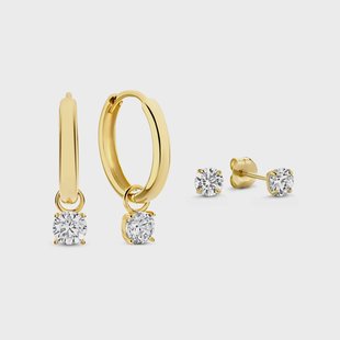 Isabel Bernard Cadeau d'Isabel 14 karaat gouden oorbel bezet met zirkonia stenen voor dames