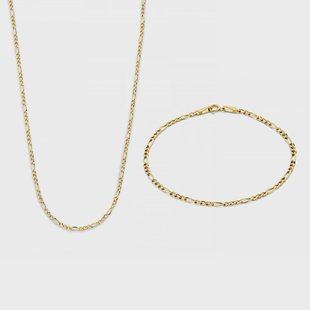 Isabel Bernard Cadeau d'Isabel 14 karaat gouden ketting  en armband giftset voor dames