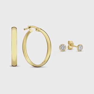 Isabel Bernard Cadeau d'Isabel 14 karaat gouden oorbelset met zirconia stenen voor dames