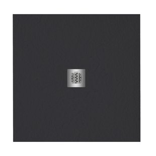 ZEZA Grade douchevloer - 100x100cm - antislip - antibacterieel - mineraalmarmer - vierkant - mat zwart 400000000000019761