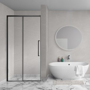 Aqua Vista Lokla Linea nisdeur - 110x200cm - incl. montageset - zwart mat R-BE-LC110-SCX