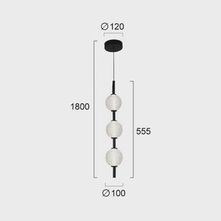Viokef LED hanglamp Abeona, Ø 10 cm, zwart, metaal/glas, 3-lamps.