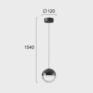 Viokef LED hanglamp Zirea, zwart/chroomkleurig, Ø 12 cm, metaal