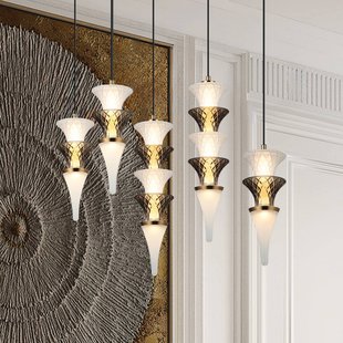 Viokef LED hanglamp Venera, hoogte 29 cm, wit/bruin, glas