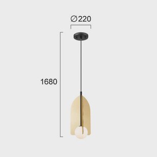 Viokef Hanglamp Fedora, Ø 22 cm, goudkleurig, metaal/glas