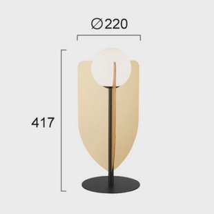 Viokef Tafellamp Fedora, hoogte 42 cm, goudkleurig, metaal/glas