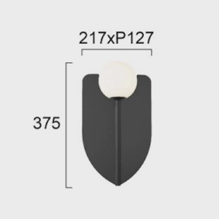 Viokef wandlamp Fedora, hoogte 37 cm, zwart, metaal/glas