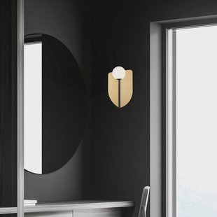 Viokef wandlamp Fedora, hoogte 37 cm, goudkleurig, metaal/glas