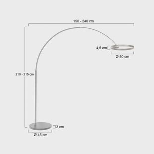 Steinhauer LED-booglamp Ringlux, staalkleurig, metaal, CCT, dimbaar